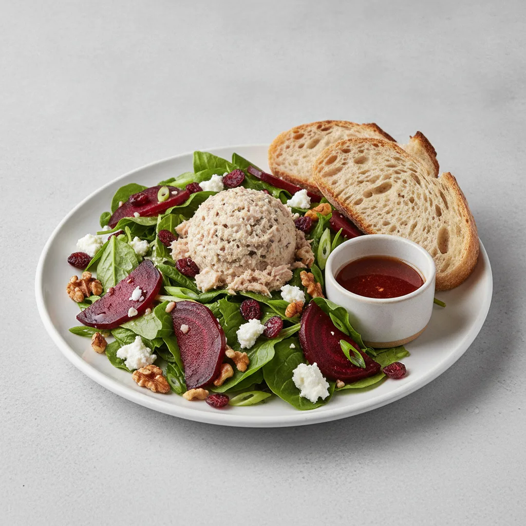 Fresh Beet and Goat Cheese, Albacore Tuna Salad, Balsamic Vinaigrette, Sourdough