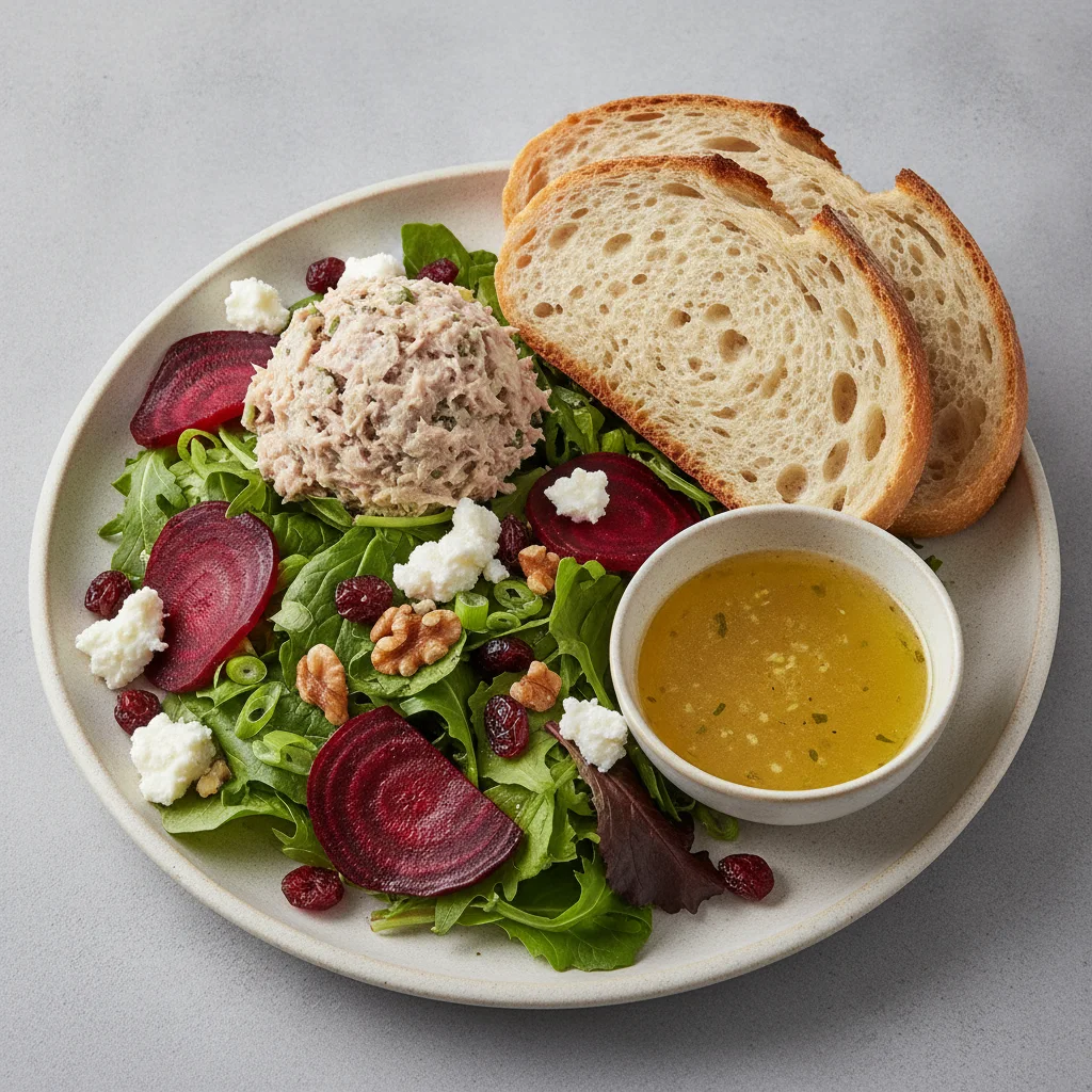 Fresh Beet and Goat Cheese, Albacore Tuna Salad, Lemon Vinaigrette, Sourdough