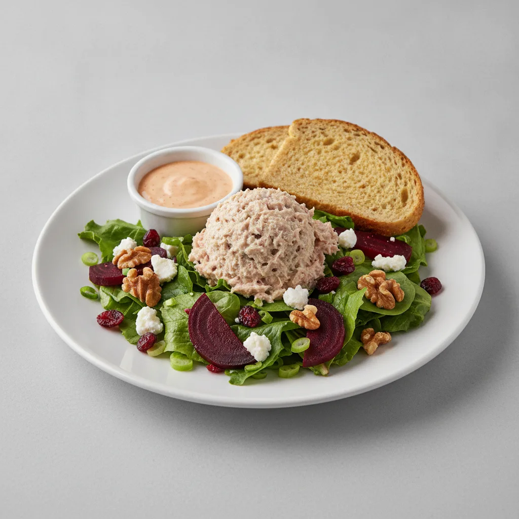 Fresh Beet and Goat Cheese, Albacore Tuna Salad, Chipotle Ranch, GF Bread