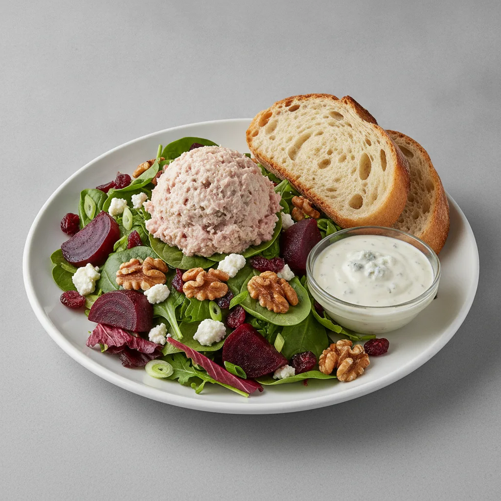 Fresh Beet and Goat Cheese, Albacore Tuna Salad, Blue Cheese Dressing, Sourdough