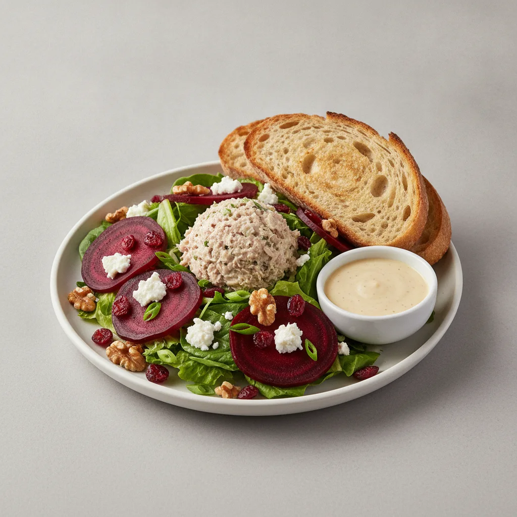Fresh Beet and Goat Cheese, Albacore Tuna Salad, Caesar Dressing, Sourdough
