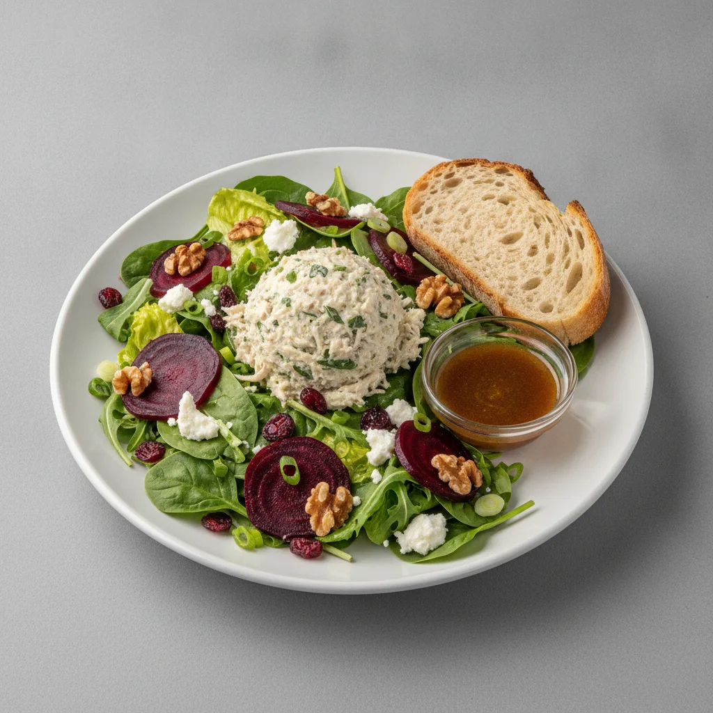 Fresh Beet and Goat Cheese, Herb Chicken Salad, Balsamic Vinaigrette, Sourdough