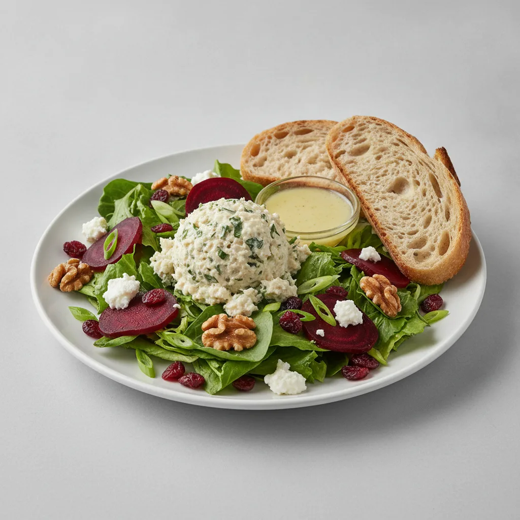 Fresh Beet and Goat Cheese, Herb Chicken Salad, Lemon Vinaigrette, Sourdough
