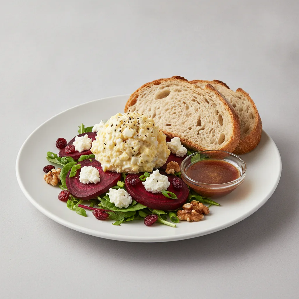 Fresh Beet and Goat Cheese, Japanese Egg Salad, Balsamic Vinaigrette, Sourdough