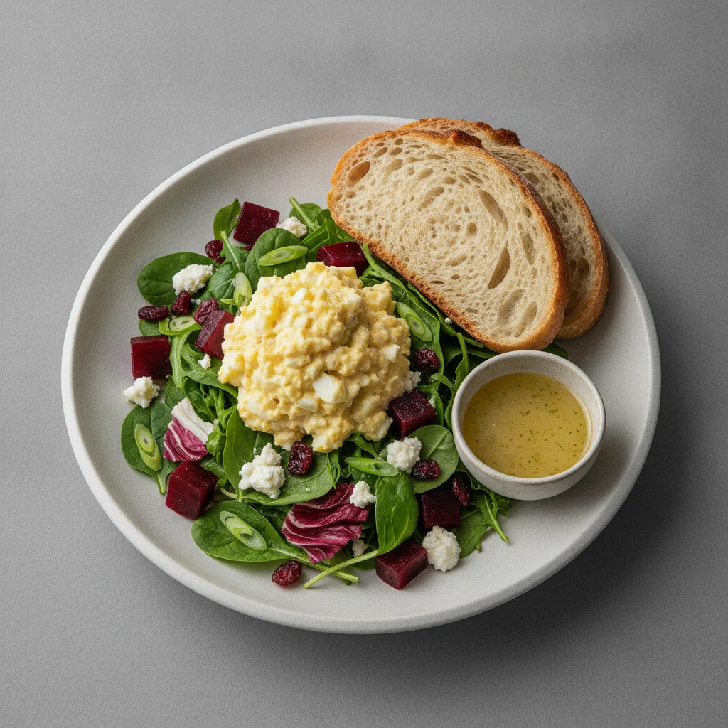 Fresh Beet and Goat Cheese, Japanese Egg Salad, Lemon Vinaigrette, Sourdough