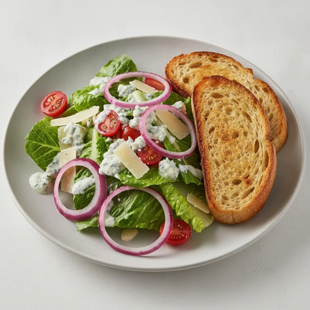 Our Caesar Salad, Blue Cheese Dressing, Sourdough