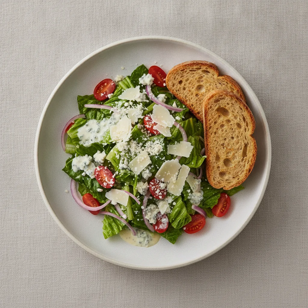 Our Caesar Salad, Blue Cheese Dressing, GF Bread