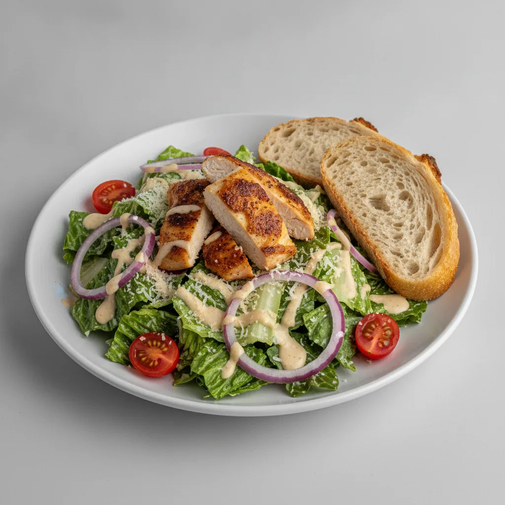 Our Caesar Salad, Roasted Chicken, Caesar Dressing, Sourdough