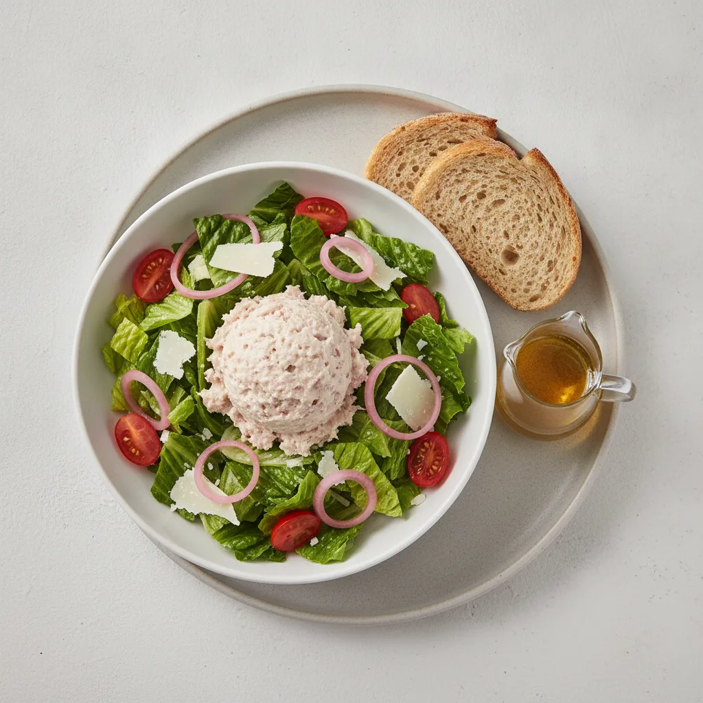 Our Caesar Salad, Albacore Tuna Salad, Balsamic Vinaigrette, GF Bread
