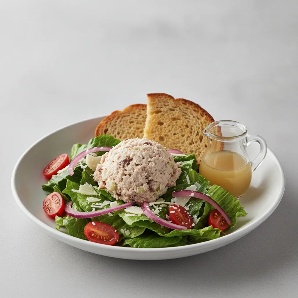 Our Caesar Salad, Albacore Tuna Salad, Lemon Herb Vinaigrette, GF Bread