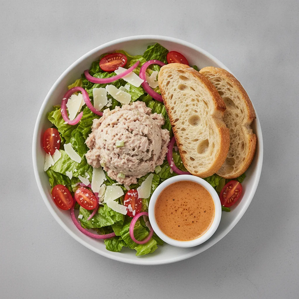 Our Caesar Salad, Albacore Tuna Salad, Chipotle Ranch, Sourdough