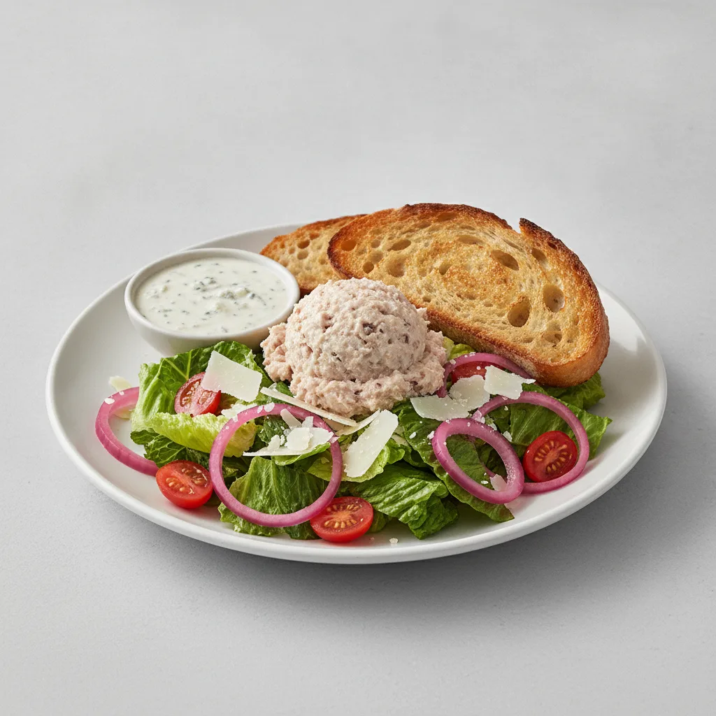 Our Caesar Salad, Albacore Tuna Salad, Blue Cheese Dressing, Sourdough