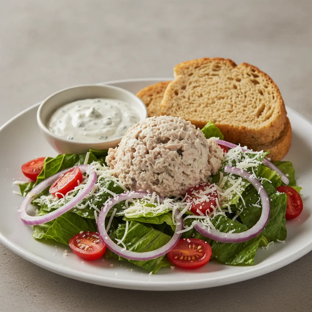 Our Caesar Salad, Albacore Tuna Salad, Blue Cheese Dressing, GF Bread