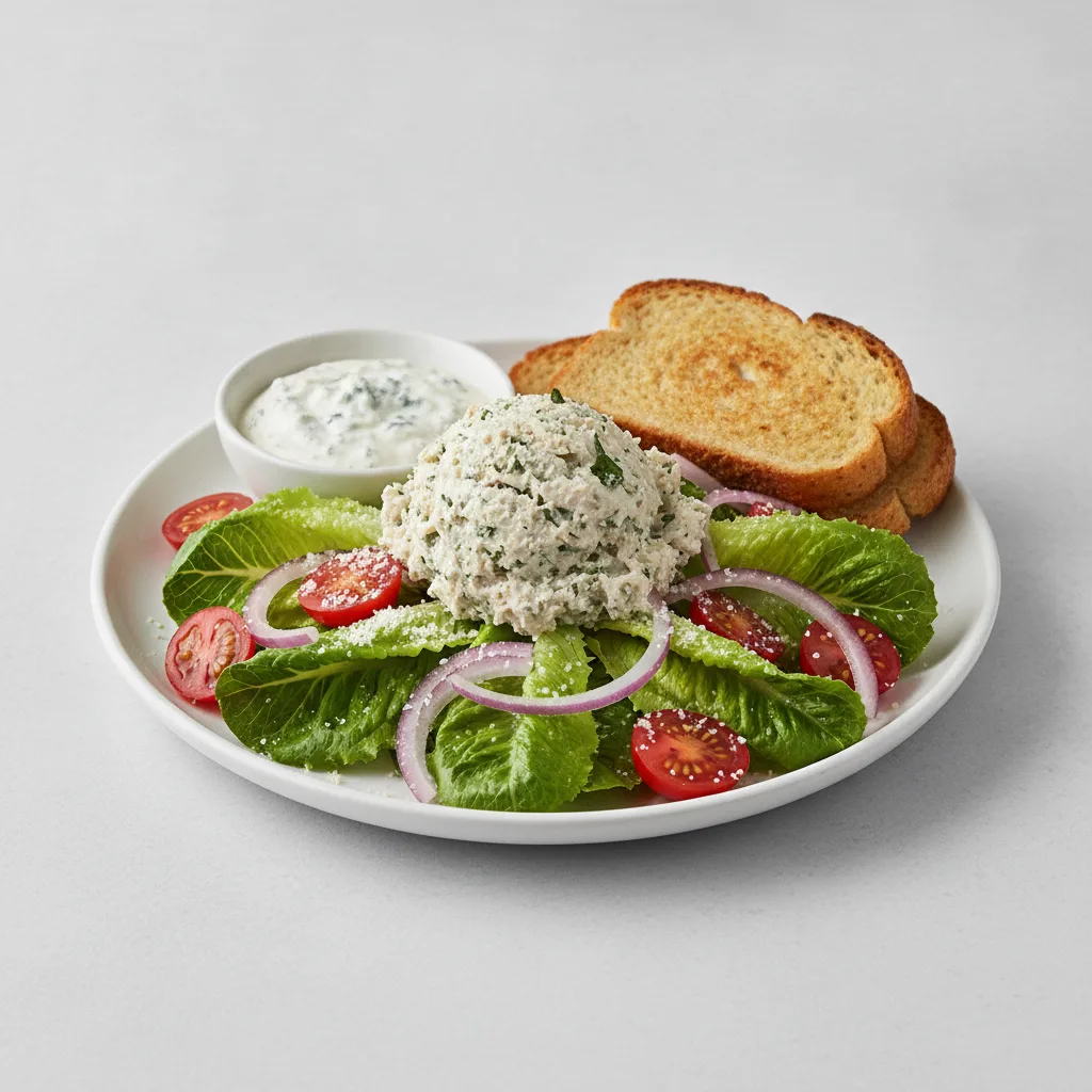 Our Caesar Salad, Herb Chicken Salad, Blue Cheese Dressing, GF Bread