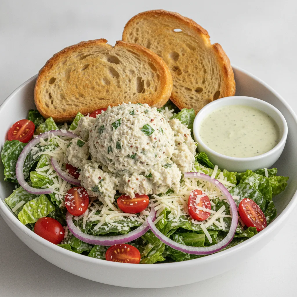 Our Caesar Salad, Herb Chicken Salad, Green Goddess Dressing, Sourdough