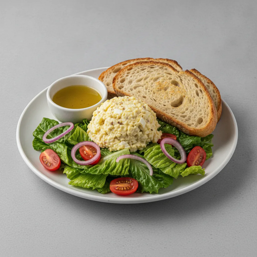 Our Caesar Salad, Japanese Style Egg Salad, Lemon Herb Vinaigrette, Sourdough