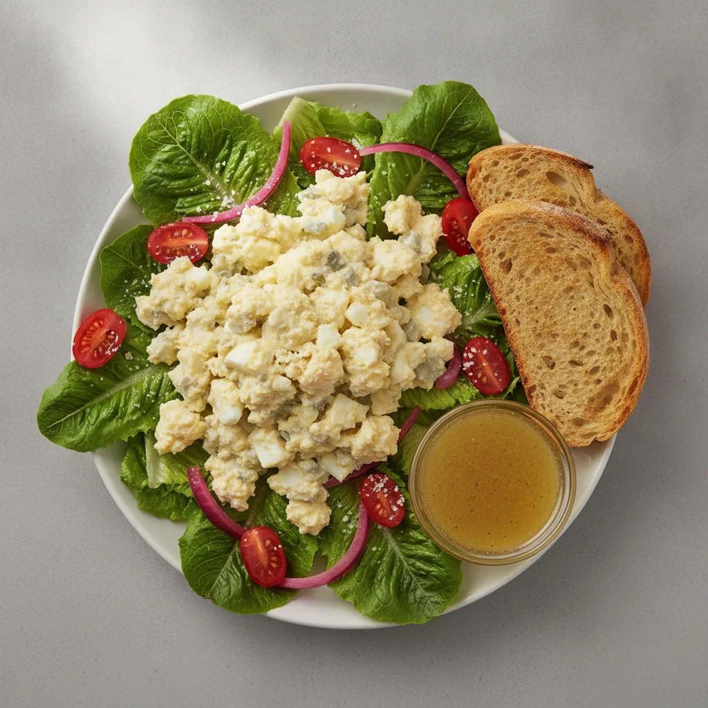 Our Caesar Salad, Japanese Style Egg Salad, Lemon Herb Vinaigrette, GF Bread