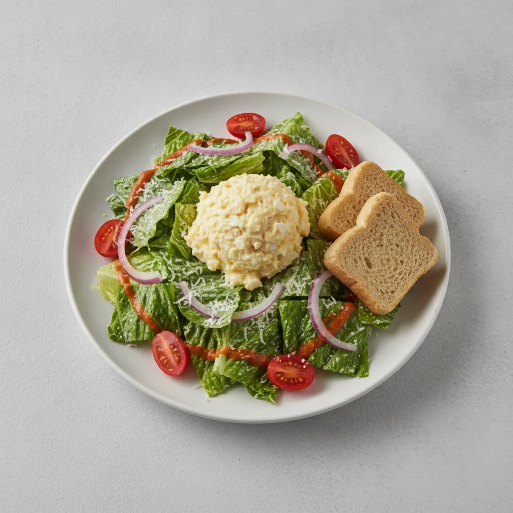 Our Caesar Salad, Japanese Style Egg Salad, Chipotle Ranch, GF Bread
