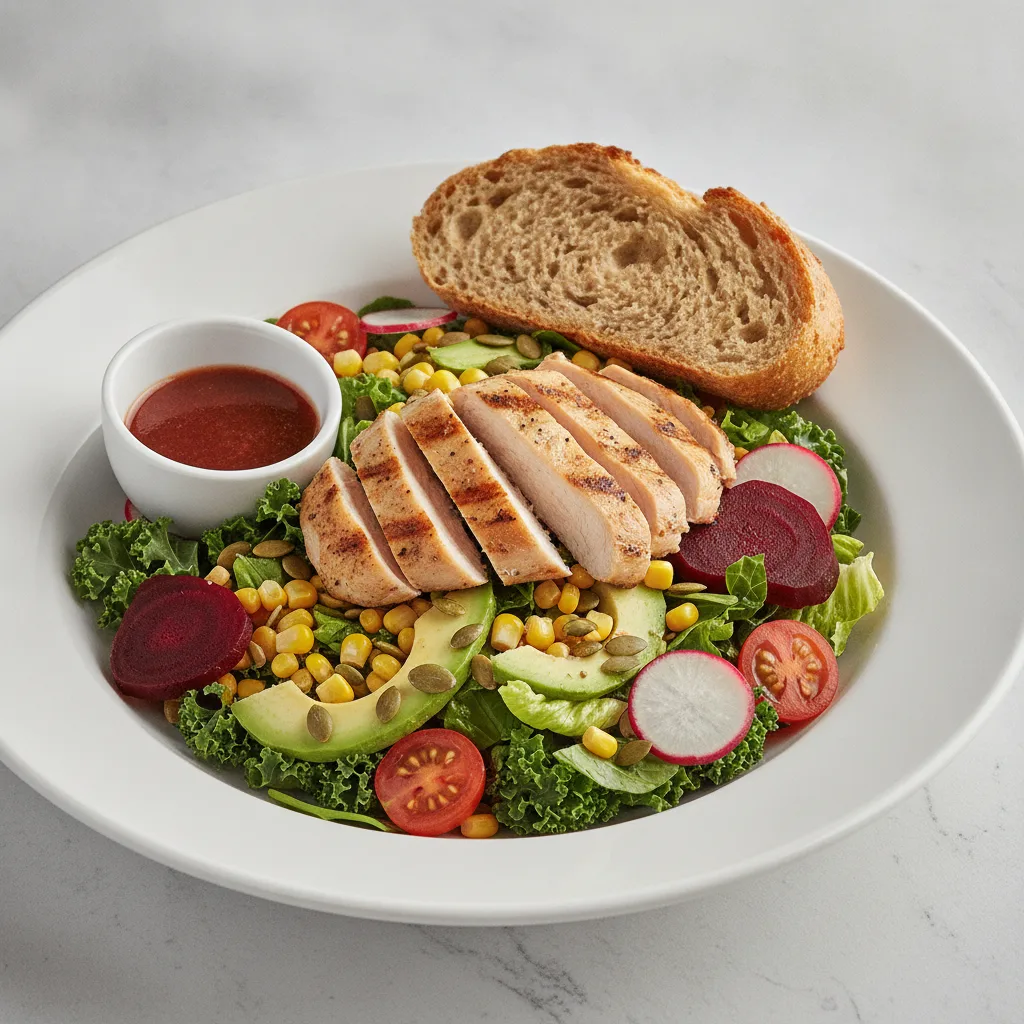 Fresh From the Market Salad with Chicken - Balsamic Vinaigrette / GF Bread