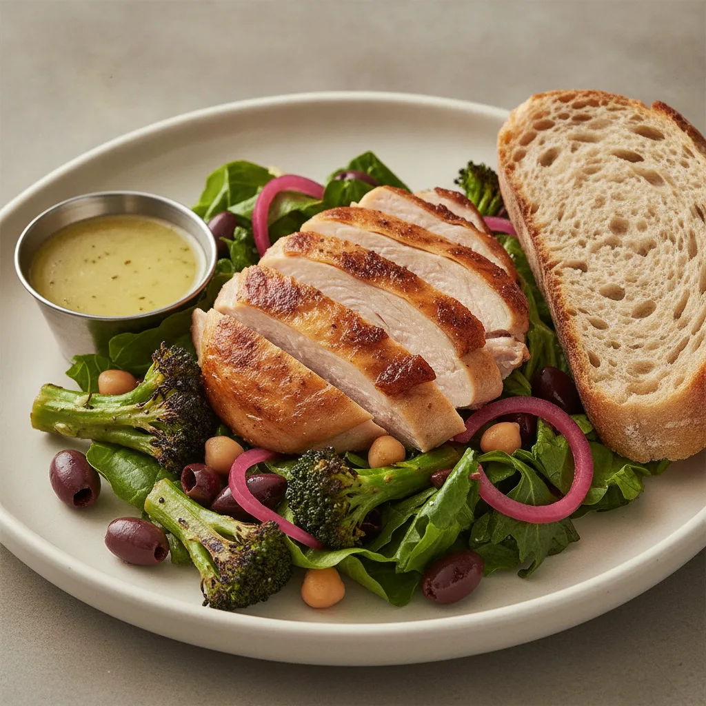 Mama's Mediterranean, Roasted Chicken, Lemon Herb Vinaigrette, Sourdough
