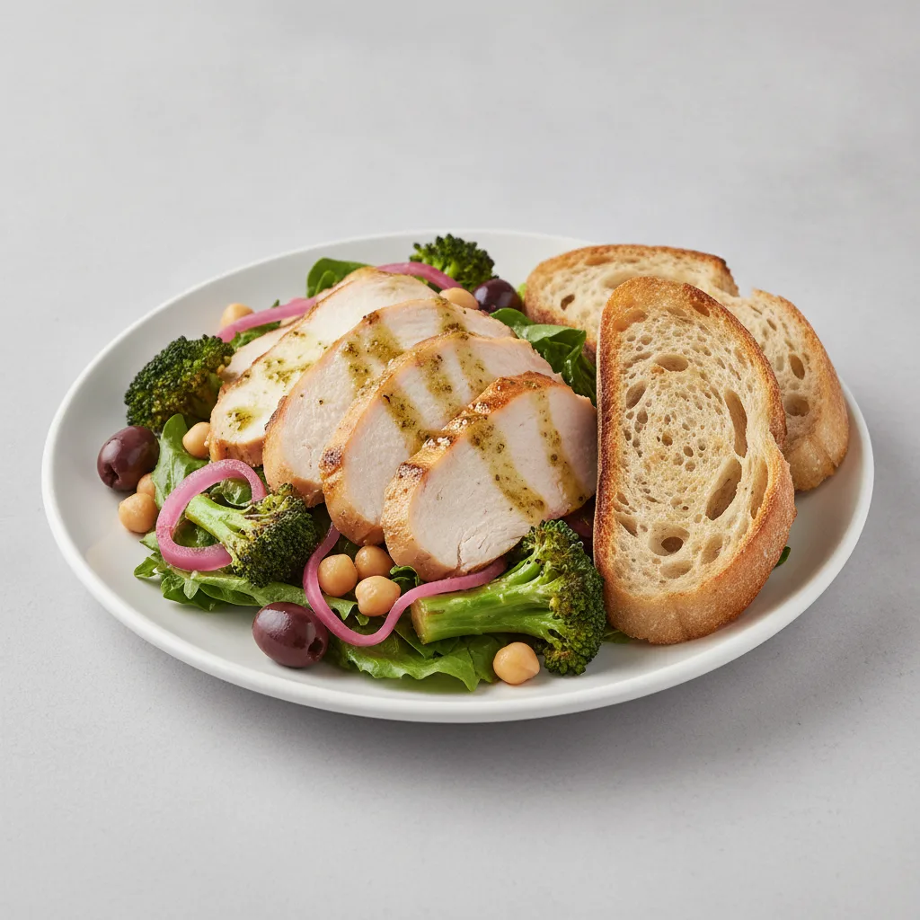 Mama's Mediterranean, Fresh Roasted Turkey, Lemon Herb Vinaigrette, Sourdough