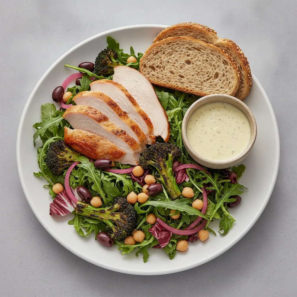 Mama's Mediterranean, Fresh Roasted Turkey, Lemon Herb Vinaigrette, GF Bread