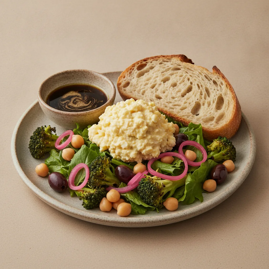 Mama's Mediterranean, Japanese Style Egg Salad, Balsamic Vinaigrette, Sourdough