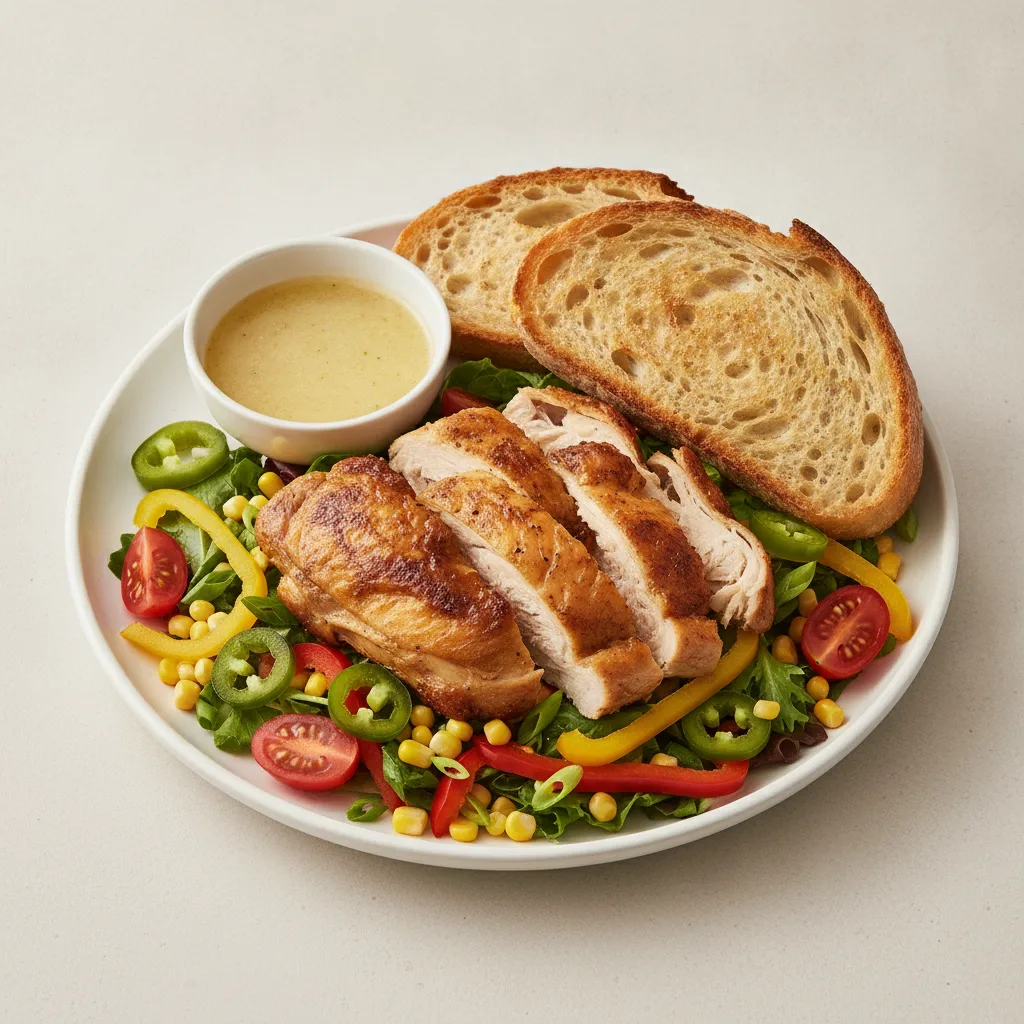 South by Southwest, Roasted Chicken, Lemon Herb Vinaigrette, Sourdough