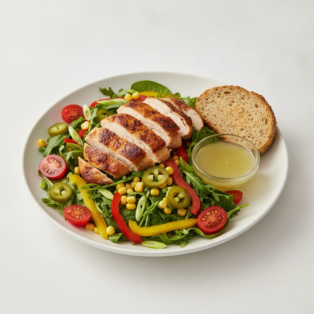 South by Southwest, Roasted Chicken, Lemon Herb Vinaigrette, GF Bread