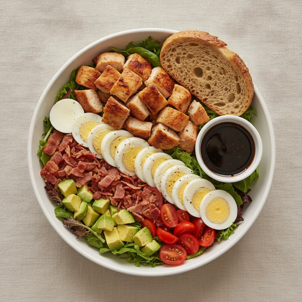 Proper Cobb, Roasted Chicken, Balsamic Vinaigrette, GF Bread