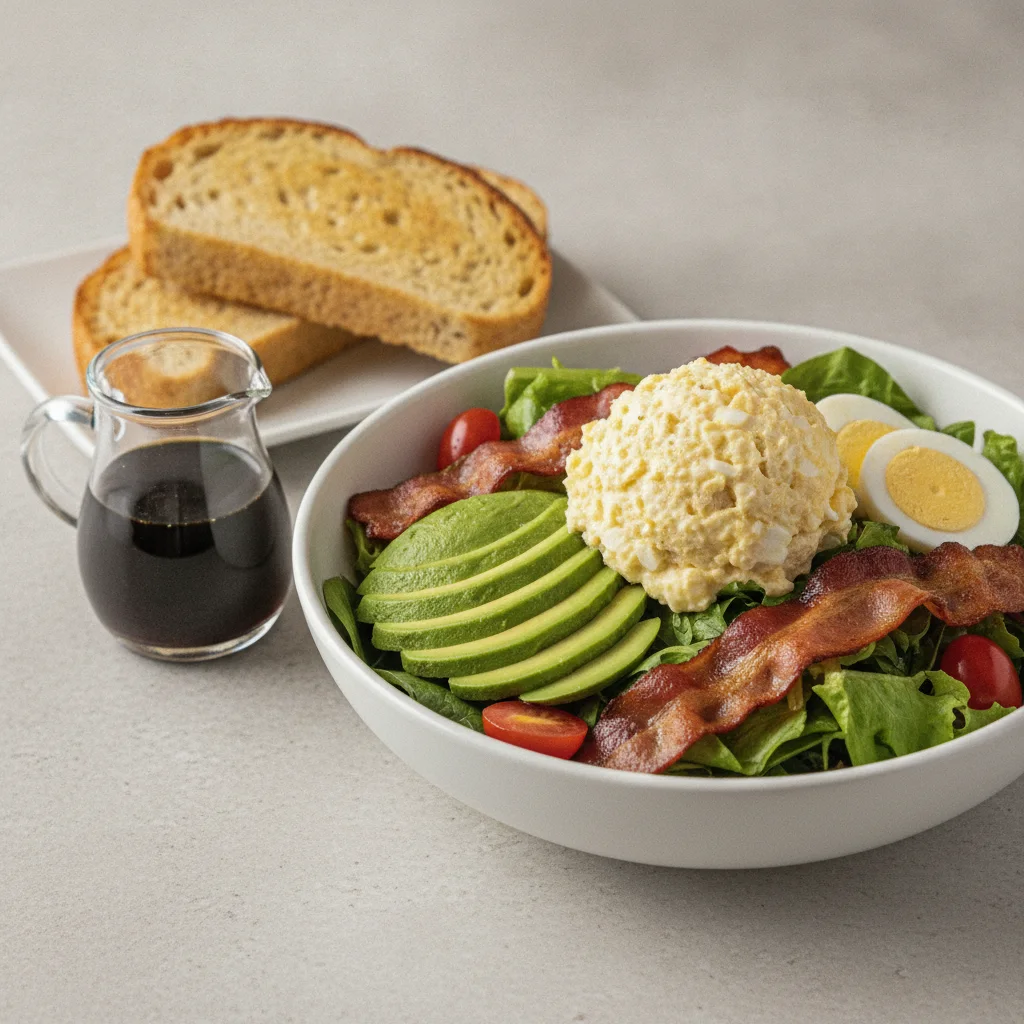 Proper Cobb, Japanese Style Egg Salad, Balsamic Vinaigrette, GF Bread