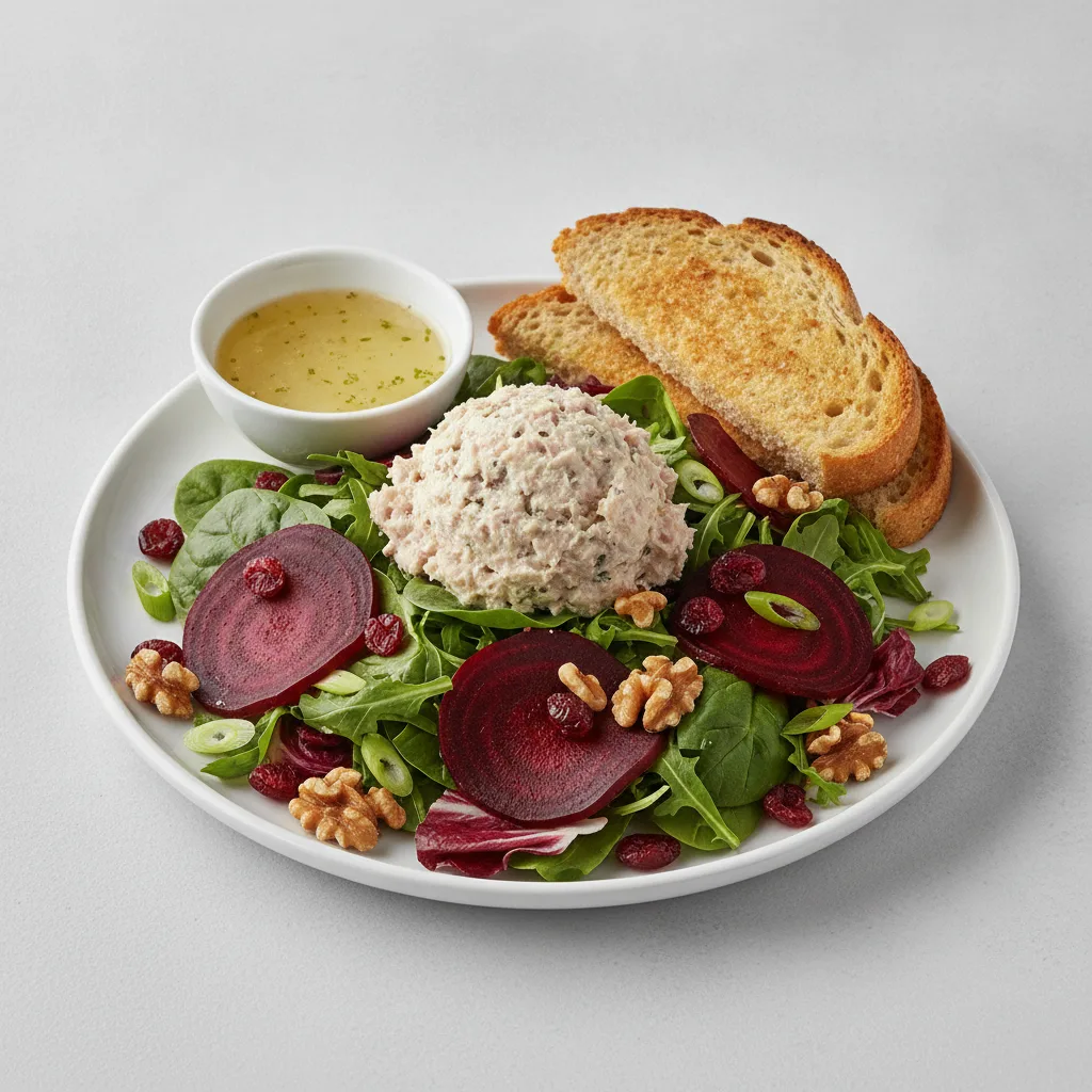 Fresh Beet and Albacore Tuna Salad, Lemon Vinaigrette, GF Bread