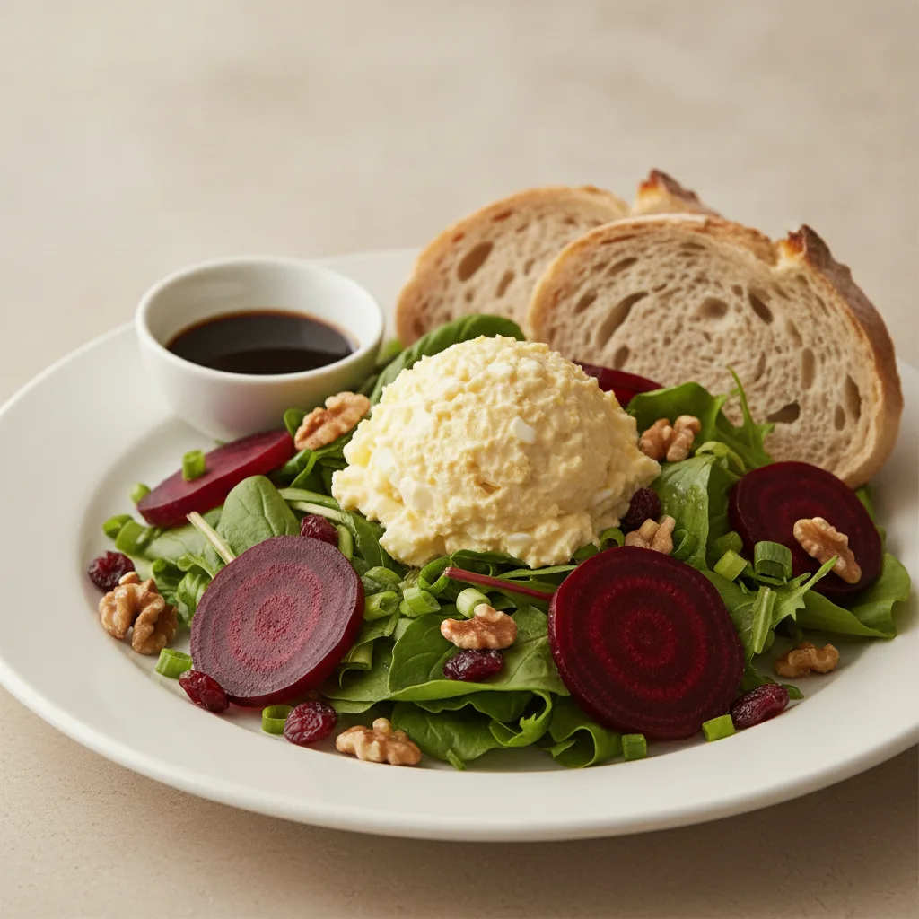 Fresh Beet and Japanese Egg Salad, Balsamic Vinaigrette, Sourdough
