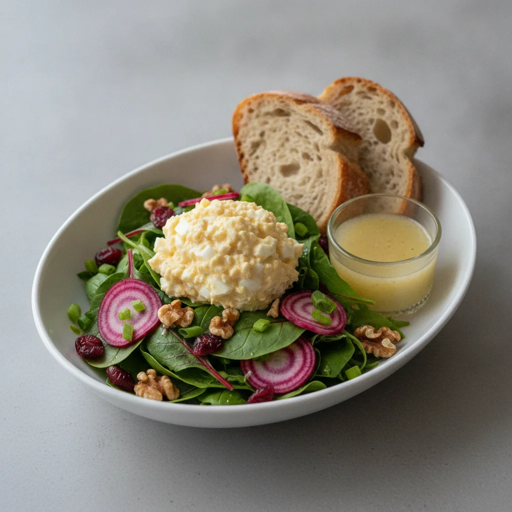 Fresh Beet and Japanese Egg Salad, Lemon Vinaigrette, Sourdough