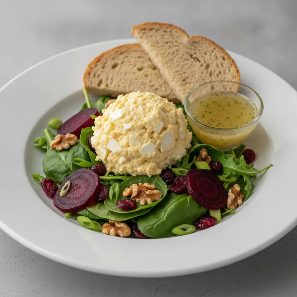 Fresh Beet and Japanese Egg Salad, Lemon Herb Vinaigrette, GF Bread