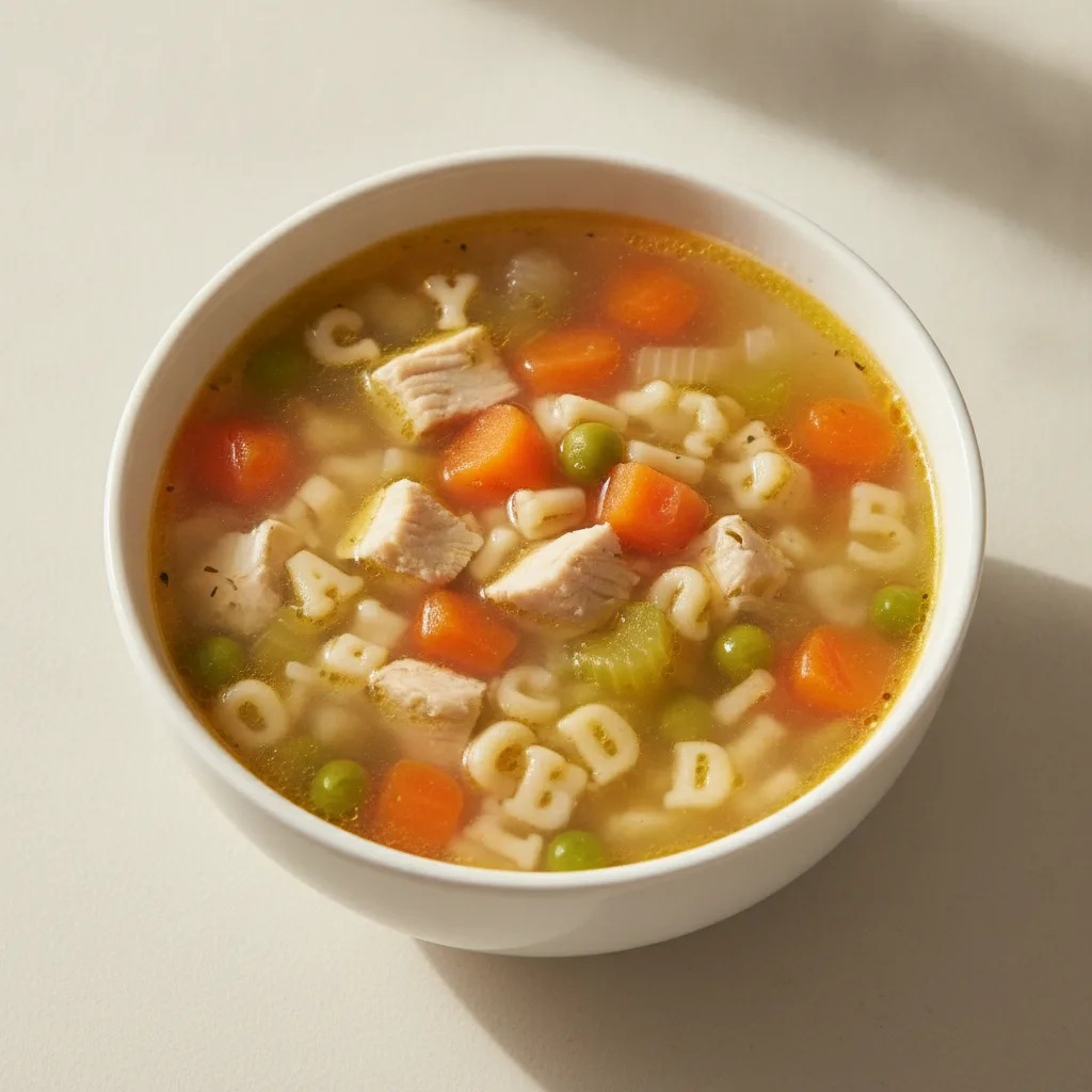 Chicken Vegetable Soup with Alphabets
