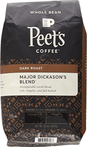 Peet's Coffee Major Dickason's Whole Bean, Dark Roast, 16 oz, whole bag Peet's Coffee Major Dickason's Whole Bean, Dark Roast, 16 oz, whole bag