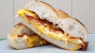 Bacon, Egg, and Cheese on a Roll with Home Fries Bacon, Egg, and Cheese on a Roll with Home Fries