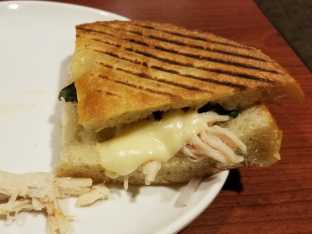 Cilantro Chicken Panini with Chips and a Green Salad Cilantro Chicken Panini with Chips and a Green Salad