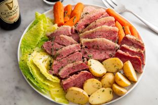 Corned Beef and Cabbage, Irish Champ Potatoes and Green Roasted Zucchini Corned Beef and Cabbage, Irish Champ Potatoes and Green Roasted Zucchini