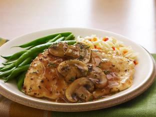 Chicken Marsala with Rice Pilaf and Green Beans
