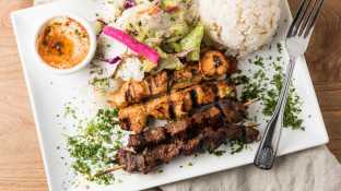 Gluten Free Halal Certified Combo Lamb and Beef Shish Kebab Plate (No Pita Bread, No Hummus) Gluten Free Halal Certified Combo Lamb and Beef Shish Kebab Plate (No Pita Bread, No Hummus)