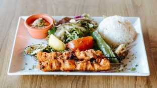 Gluten Free Seafood Combo Kebab Plate (No Pita Bread, No Hummus) Gluten Free Seafood Combo Kebab Plate (No Pita Bread, No Hummus)