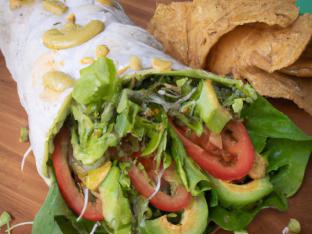 Vegan Supreme Sandwich with Chips & a Green Salad Vegan Supreme Sandwich with Chips & a Green Salad