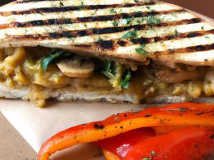 Roasted Veggie With Red Pepper Hummus Panini With Market Green Roasted Veggie With Red Pepper Hummus Panini With Market Green