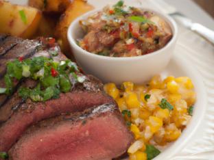 Grilled Flank with Fire Grilled Corn Salsa and Roasted Potatoes [18 oz]