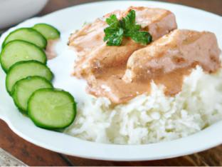 Butter Chicken with Cucumber Salad and Basmati Rice