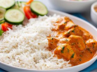 Chicken Tikka Masala with Basmati Rice and Cucumber Salad