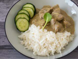 Lamb Korma with Basmati Rice and Cucumber Salad