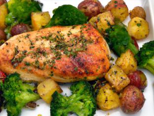 Lemon Pepper Chicken with Roasted Potatoes and Steamed Broccoli [18 oz]